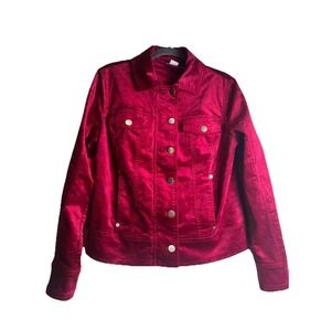 Y2K Chicos Womens‎ Velveteen Velvet Red Moto Jacket  XL 8/10 Holiday